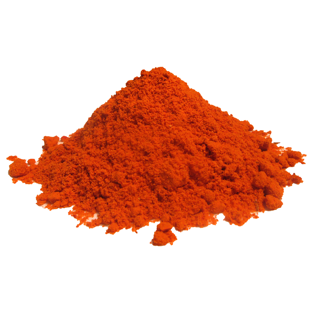 Pile of harrisa seasoning
 on a white background